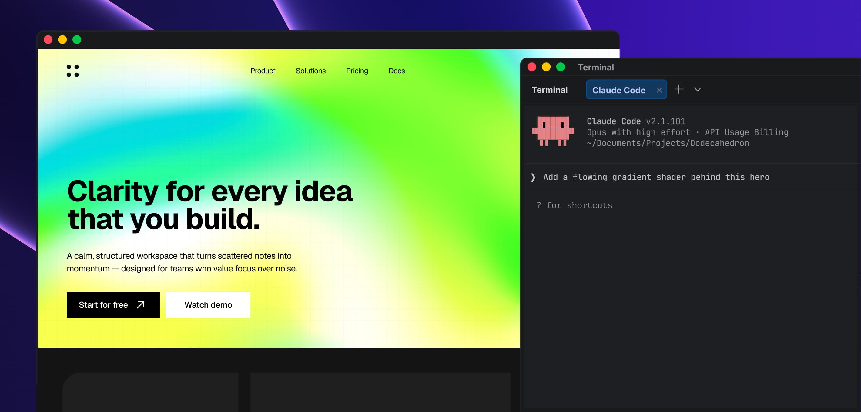 Shaders Pro MCP connected to Claude Code