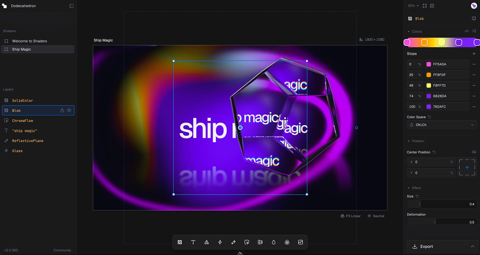 Shaders design editor